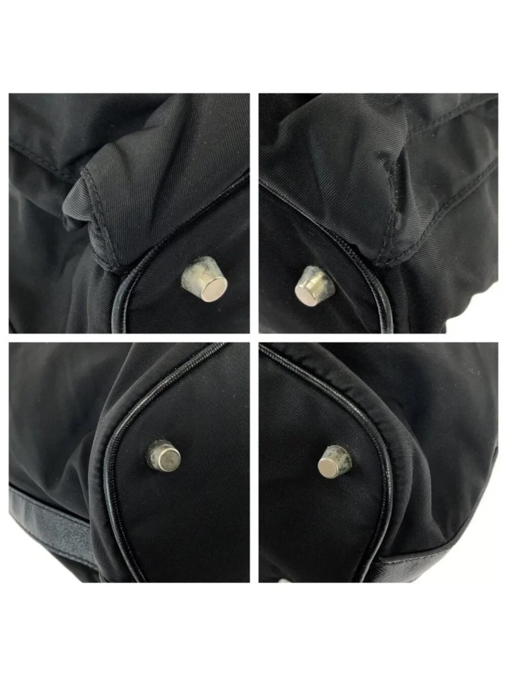 Prada Tessuto Black Silver Nylon Leather Shoulder Bag Pochette